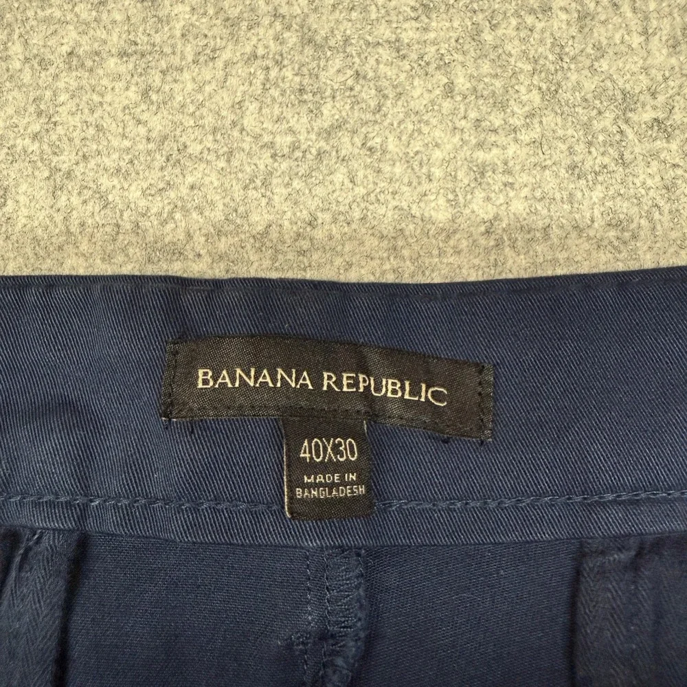 Banana Republic Chino Pants 40x30 Navy Blue Flat Front Straight Leg Mens Trouser